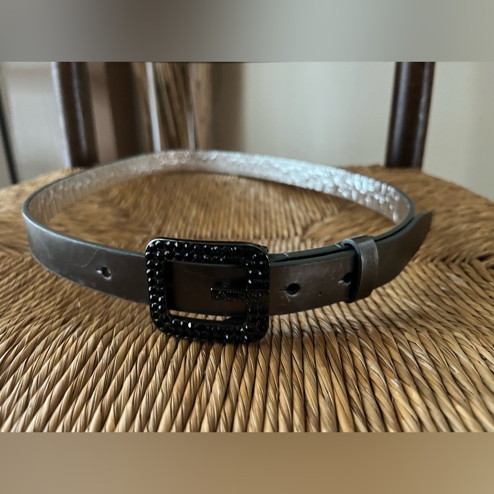 Guess Belt Women Rhinestone Black Bling Metallic Size Small Silver